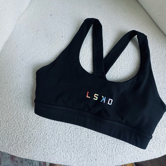 LSKD Black Sports Bra with Colorful Logo - Picture 2 of 5